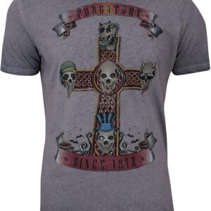 Ciemnoliliowa Męska Koszulka (T-shirt) - Brave Soul - Trupie Czaszki na Krzyżu TSBRSSS18CROSSlilac