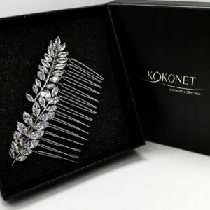 Kokonet Grzebyk Z Listkami Srebrny Cyrkonie Swarovski Boho